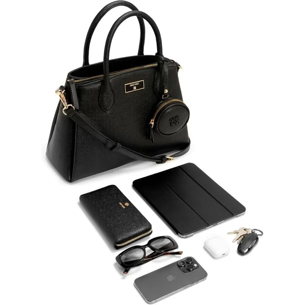 Women's Mary Satchel Cotton Blend Lining Zipper Top Organizer Purse